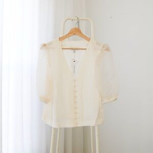 NWT Topshop Ivory Organza Sleeve size US 6
